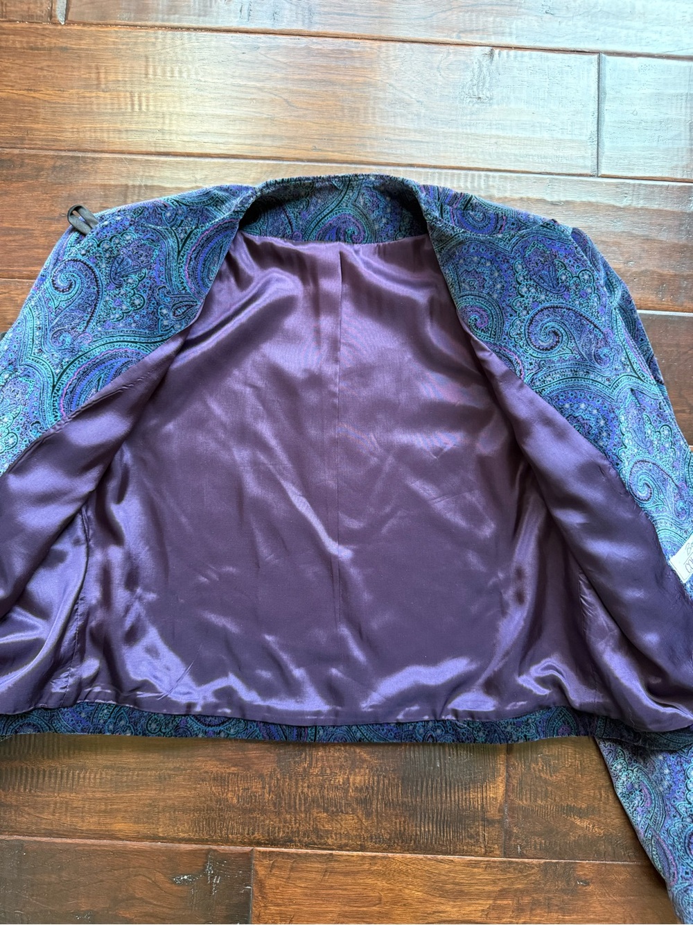 Boho Velvet Paisley Cropped Jacket Vintage Brettons Collection Festival Tapestry - Picture 6 of 10